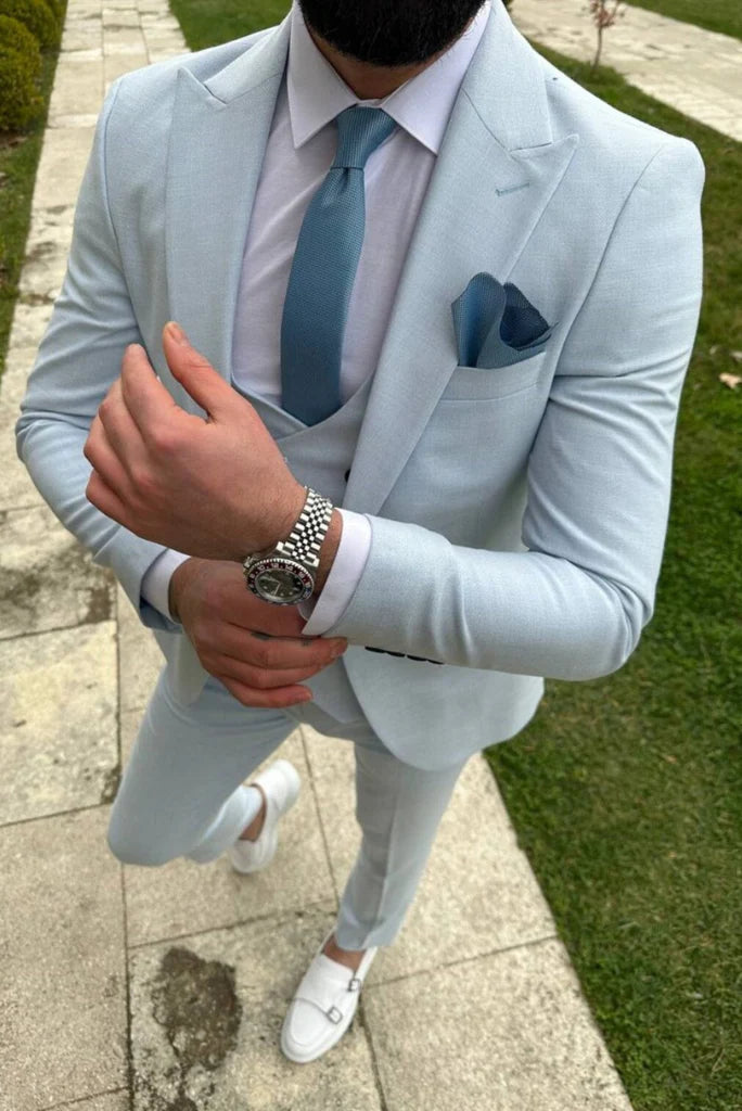 Formal sky blue suit for men