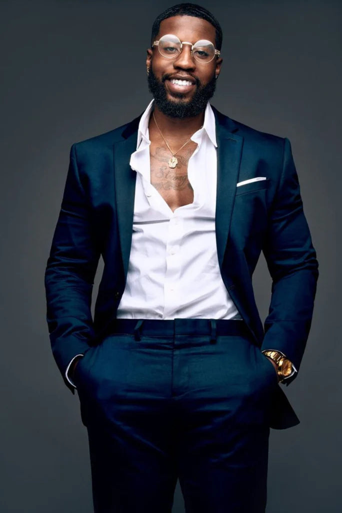 Teal blue cocktail wear suit for men