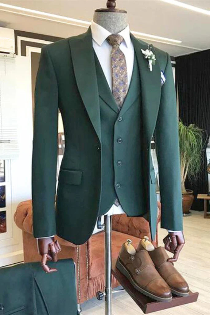 Men teal green suit sainly-front