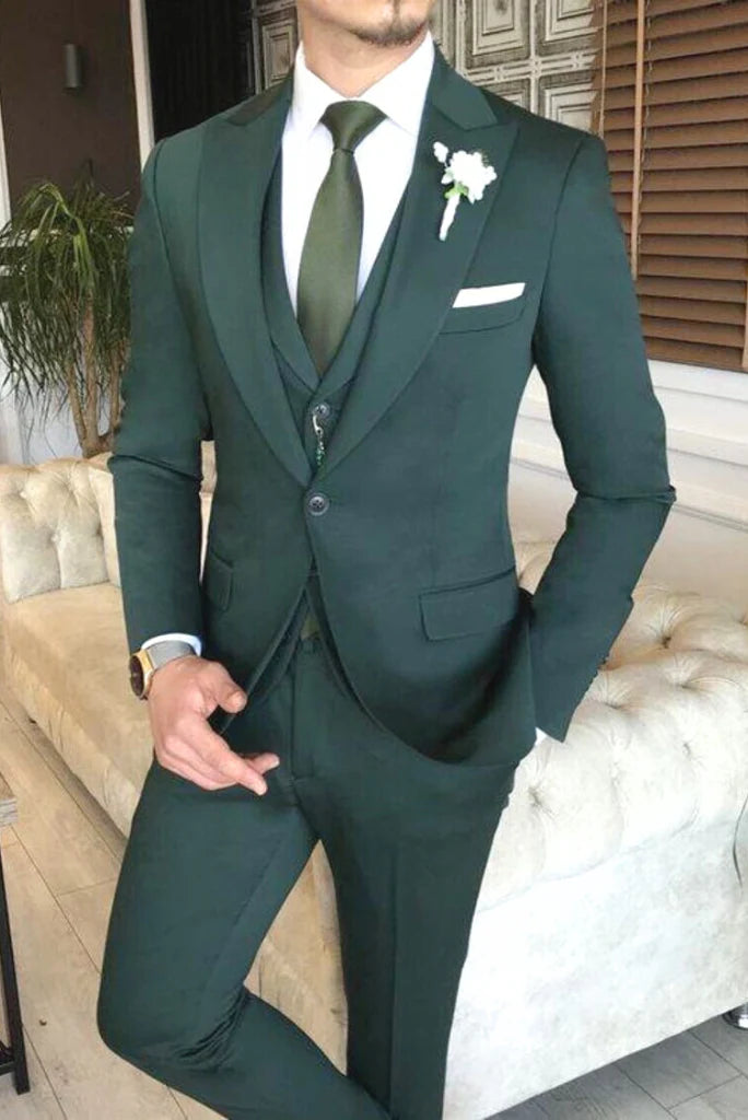 Men teal green three piece suit