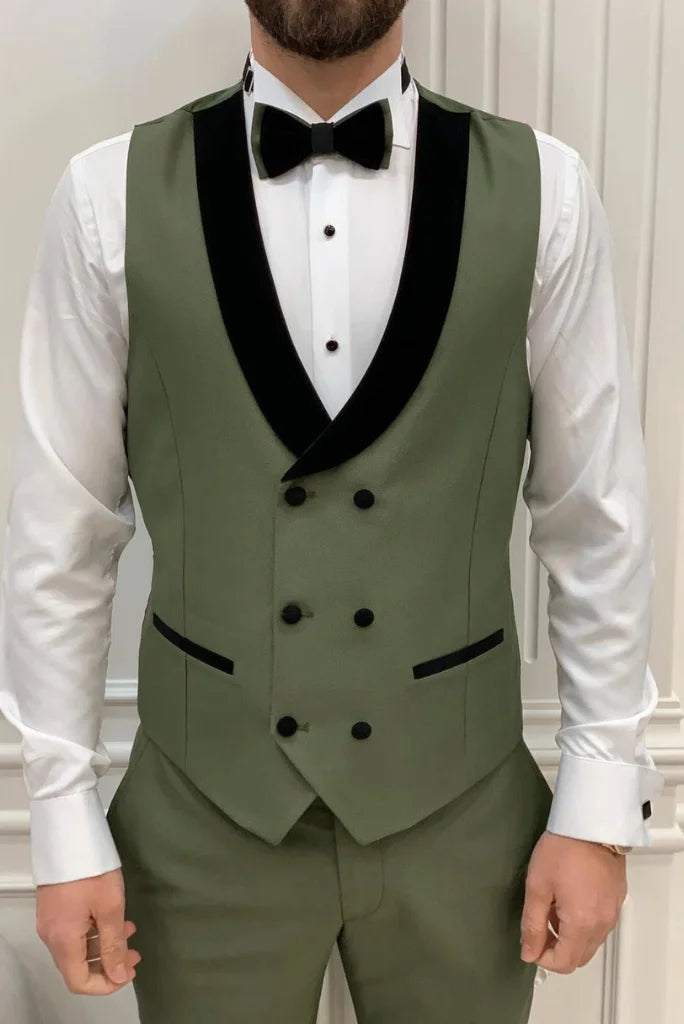 Men three piece green suit