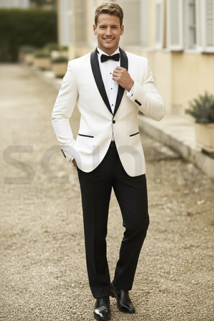 Black lapel suit for men 