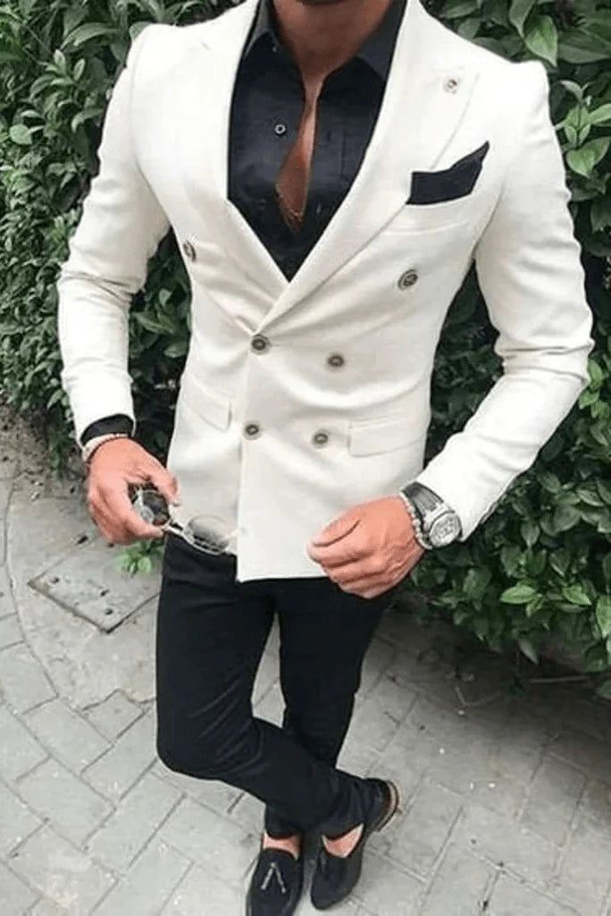 Men white and black suit-front