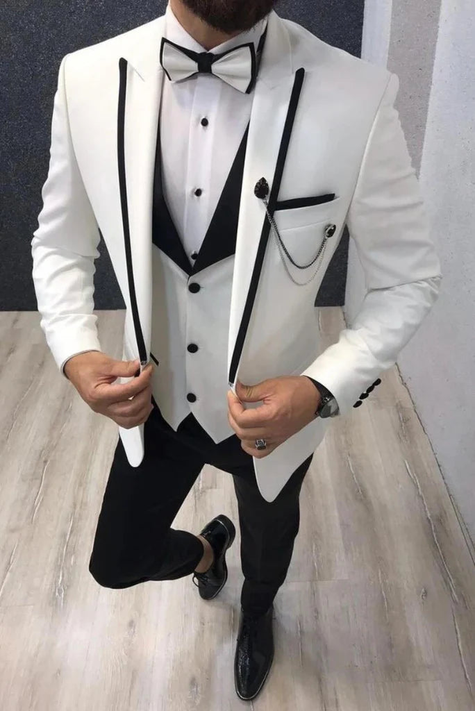 Men white and black tuxedo-front