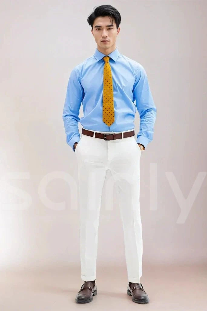 Men white formal business pant-front