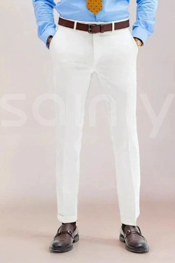 Men white formal pant -front