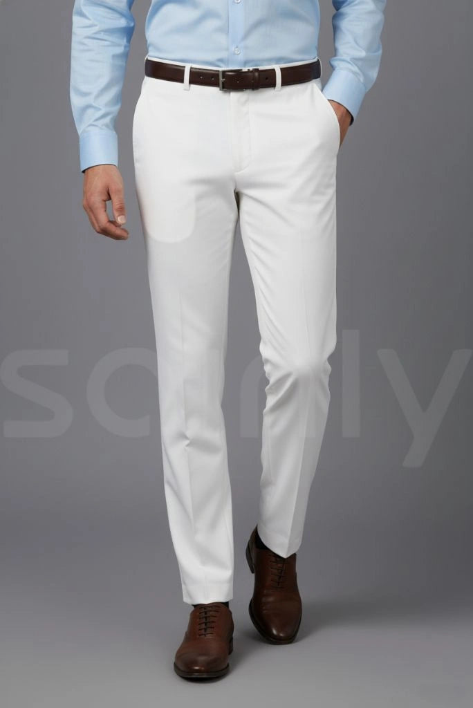 Men white formal trouser-front