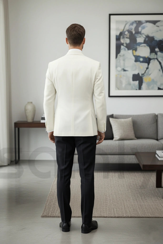 Men black and white tuxedo suit for party and reception wear-back