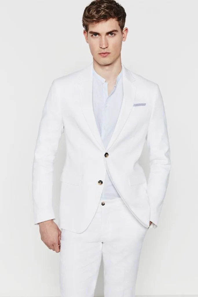 Men white two button suit-front