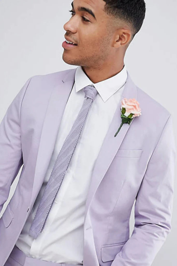 Trendy light purple suit for men with minimal modern style-side