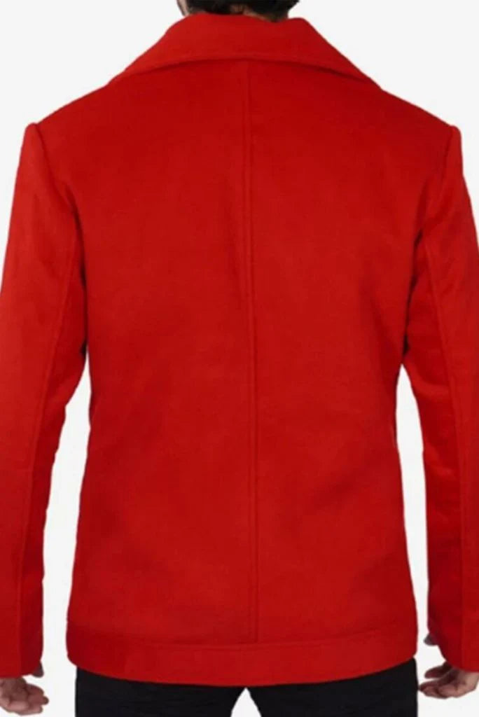 Red tweed overcoat-back