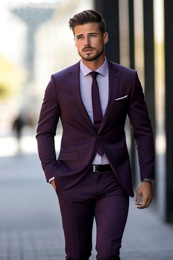 Premium Purple Two Piece Suit for Men Elegant and Stylish Formal Attire Tailored Suit