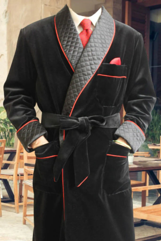 men black elegant smoking jacket- Front