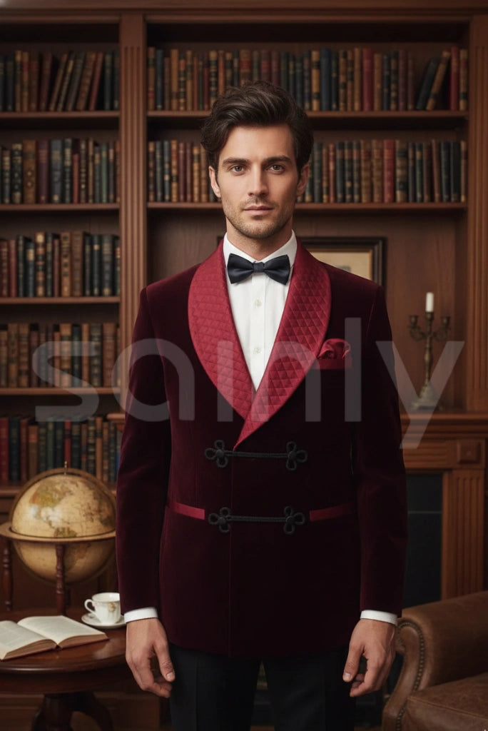 Men Velvet Smoking Jacket