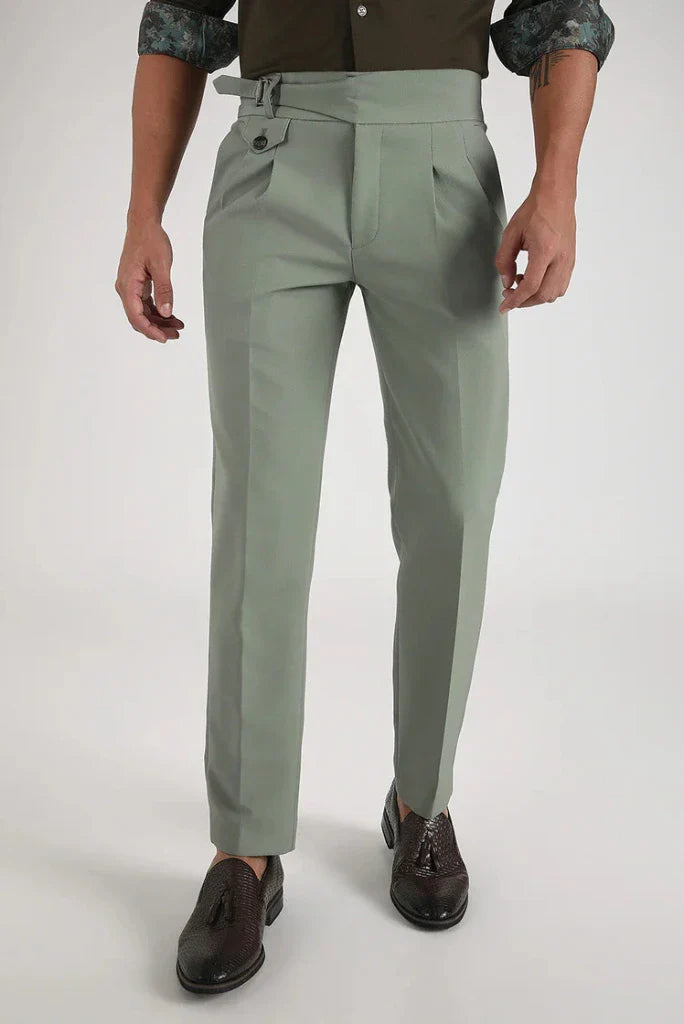 Men Sage Green Formal Pant-Front
