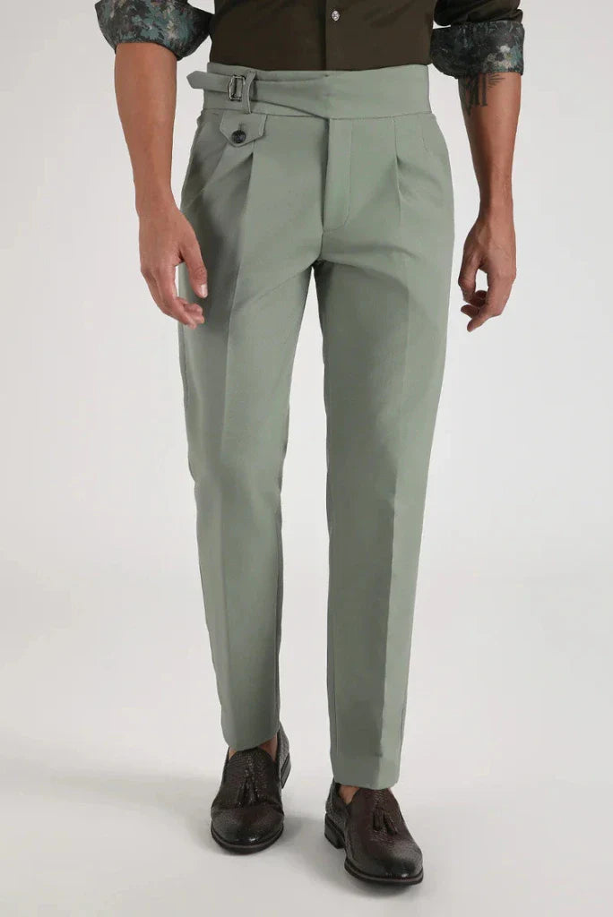 Men Sage Green Gurkha Pants-Front