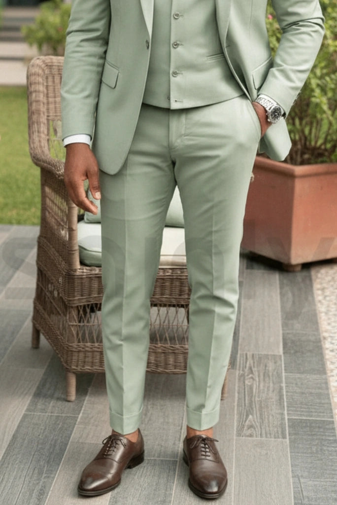 Men sage green pants front