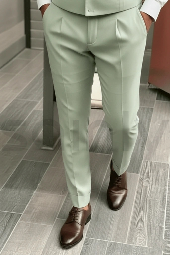 Sage green tailored pants for men