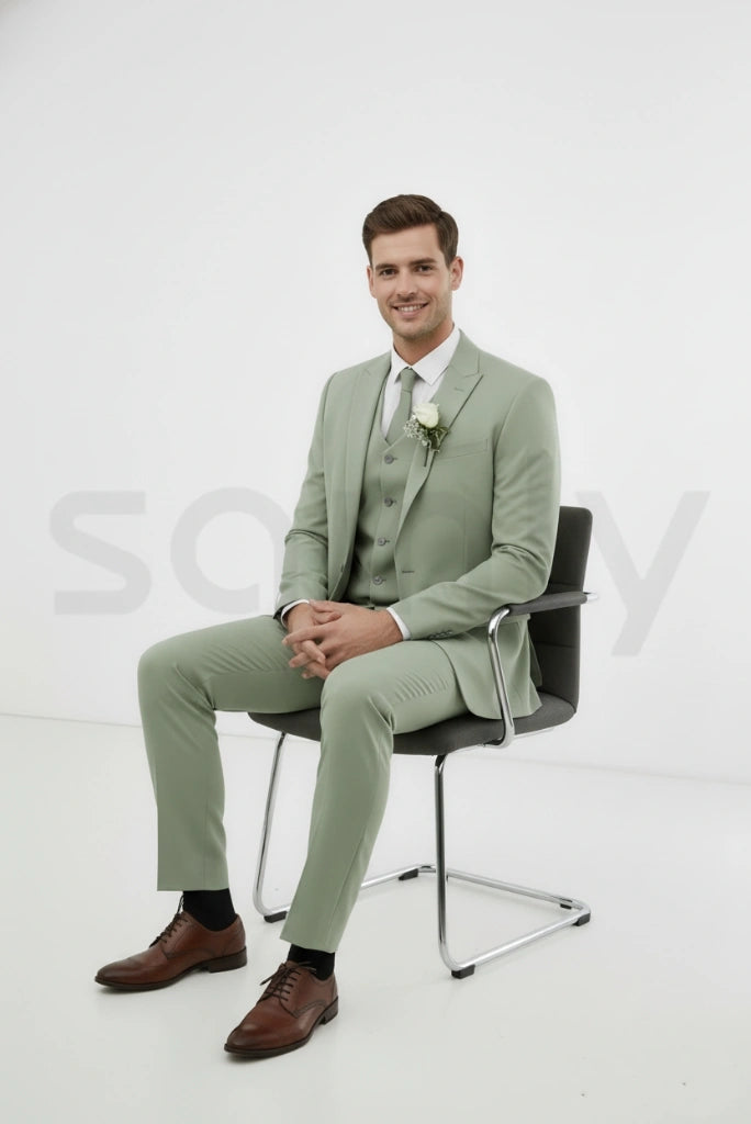 Tailored sage green suit for men with elegant and classy-side