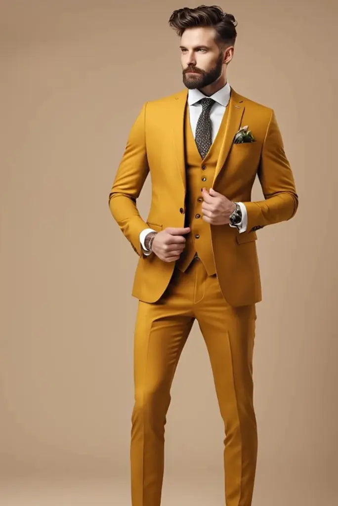 Men three piece suit -front