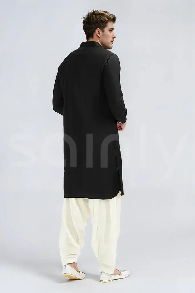 Black kurta with cream salwar