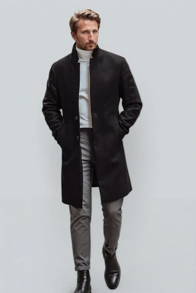 Men black overcoat