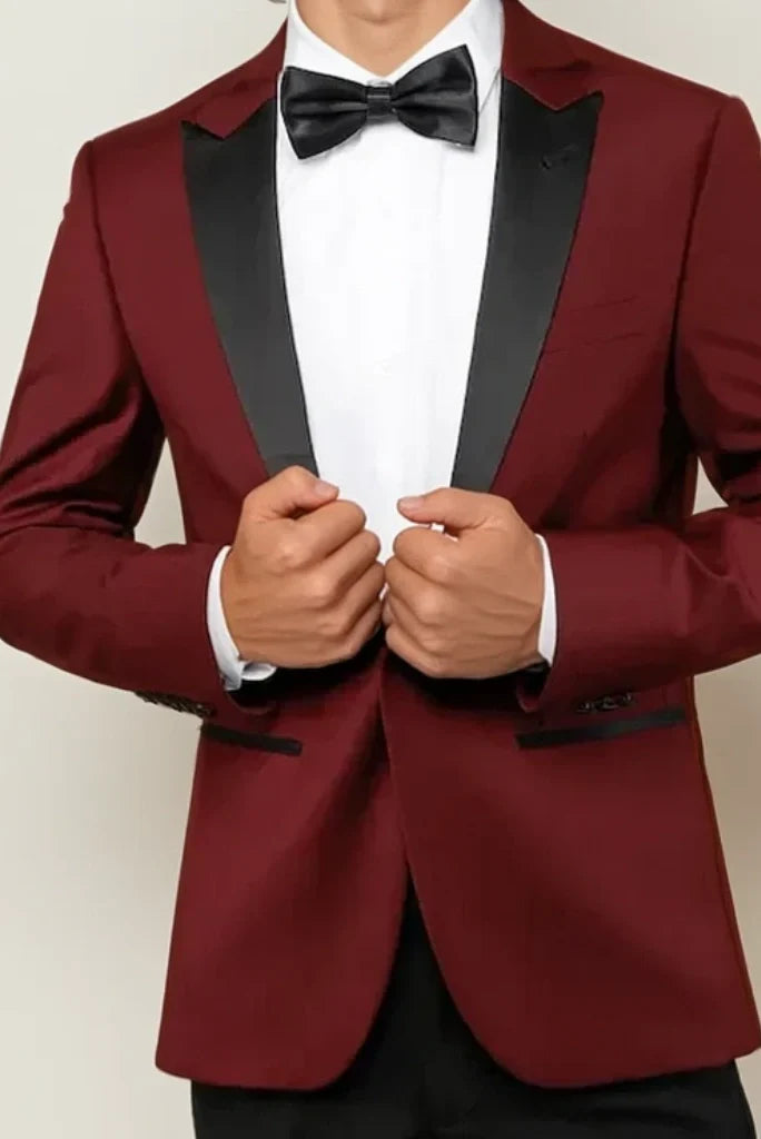 Maroon two-piece suit for men – perfect for weddings and receptions-front