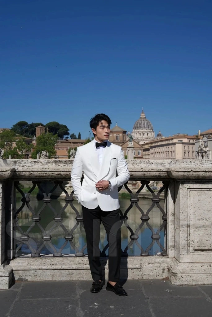 Elegant white suit perfect for formal parties or receptions