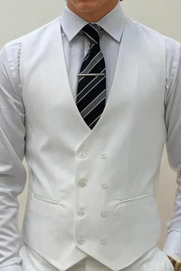 Men Elegant White Three Piece Suit For Classic Formal Wear Party Wear Wedding Promo Wear Suit and Special For Every Occasions