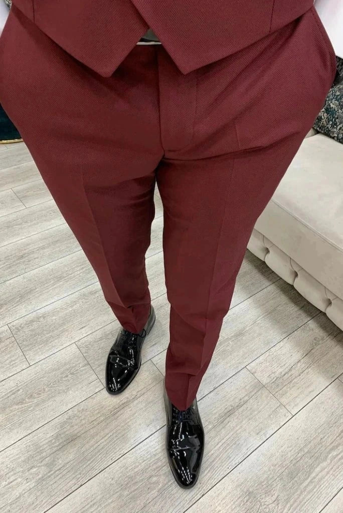 Men marron formal pant for wedding-front