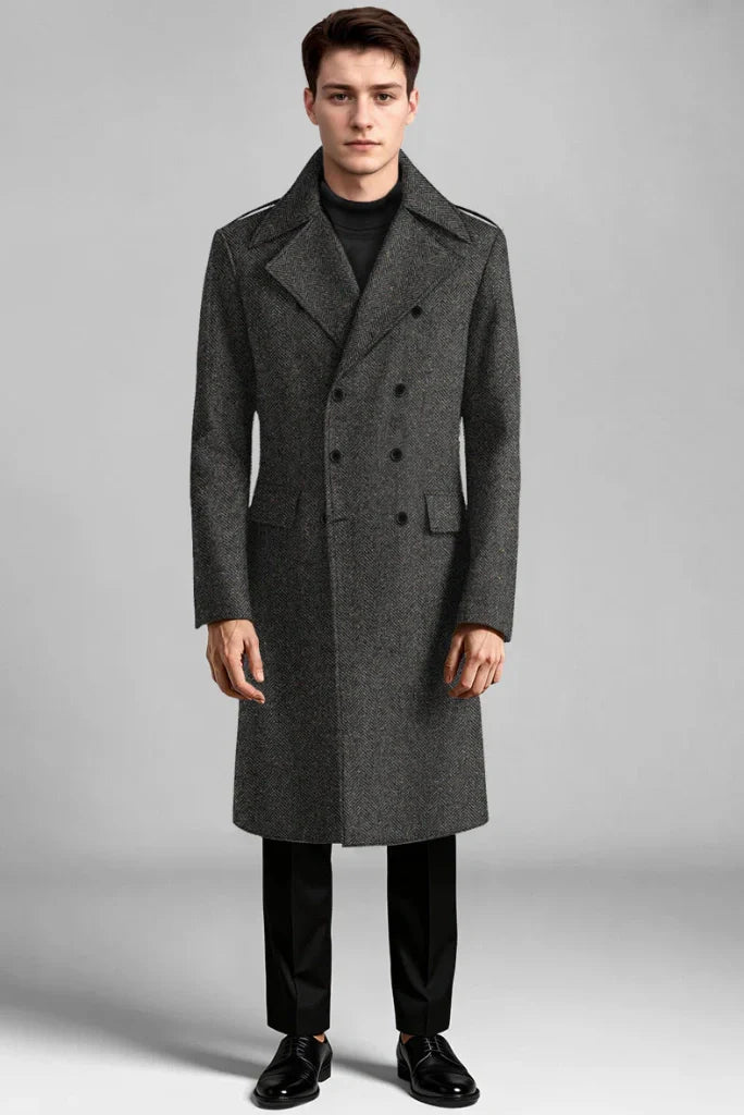 Men grey trench coat-front