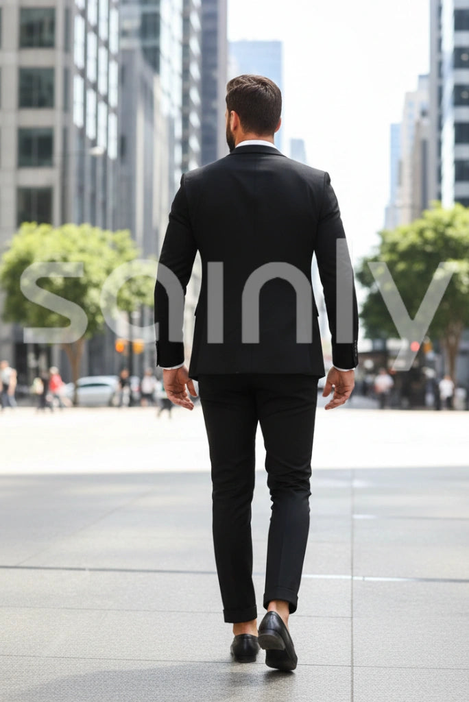 Bespoke black tweed suit party outfit for men