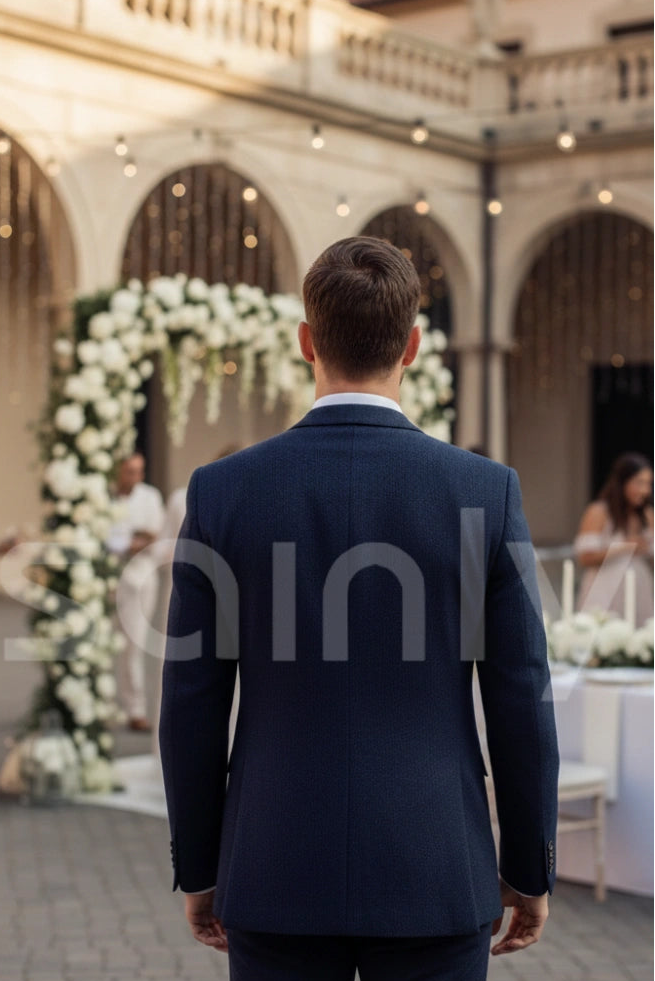 Vintage blue tweed prom suit formal party wear for men