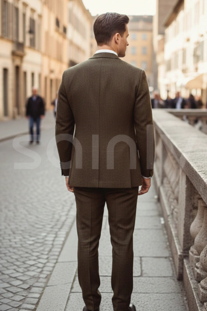 Classic brown tweed dinner suit coat and pant set