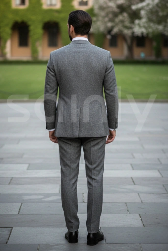 Premium grey tweed 3 piece dinner suit for men