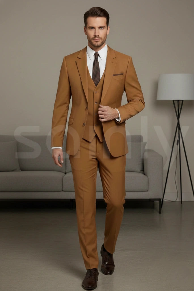Stylish mustard wedding party wear suit for men