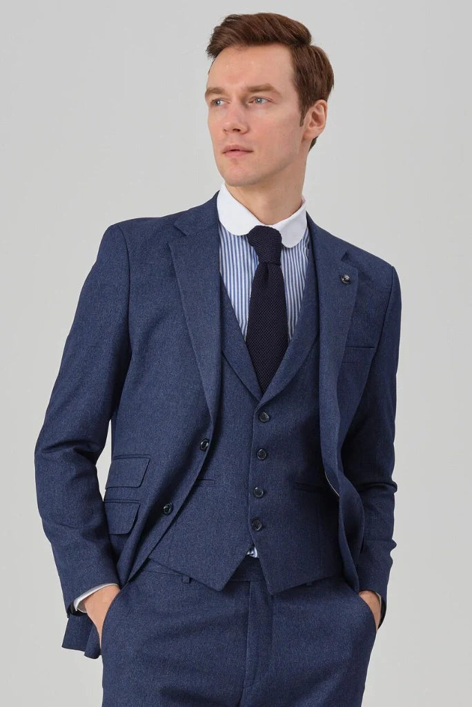Tweed wool blazer navy blue