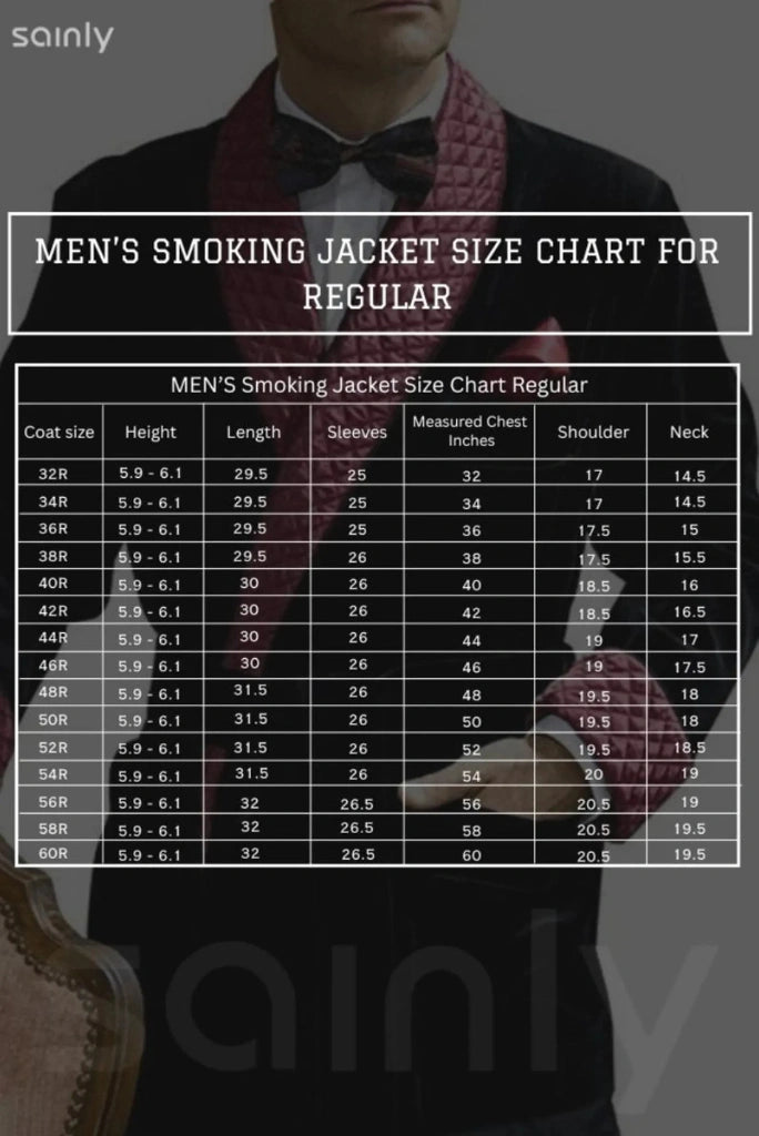 Sainly Men Smoking Jacket Size Chart
