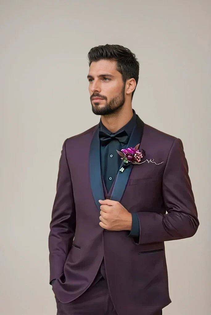 Purple suit for men three piece
