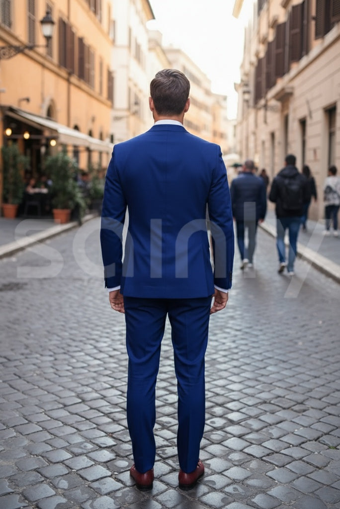 Men’s royal blue 3 piece slim fit wedding suit