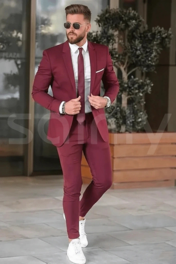 Sainly_Mens_Maroon_Two_Piece_Suit_Front