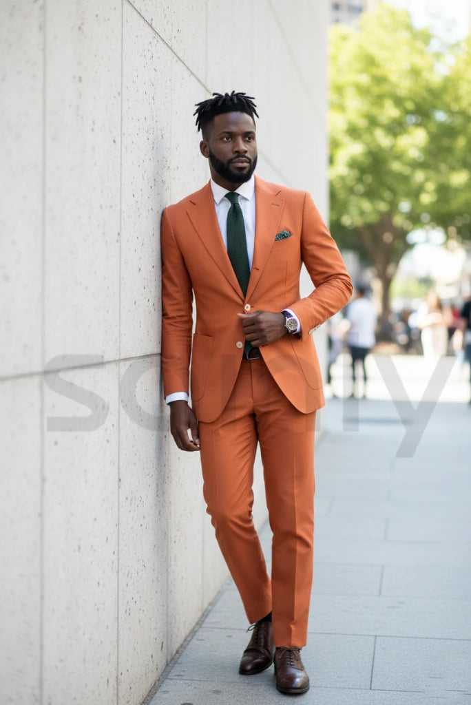 Sainly_Mens_Orange_Two_Piece_Suit_Front