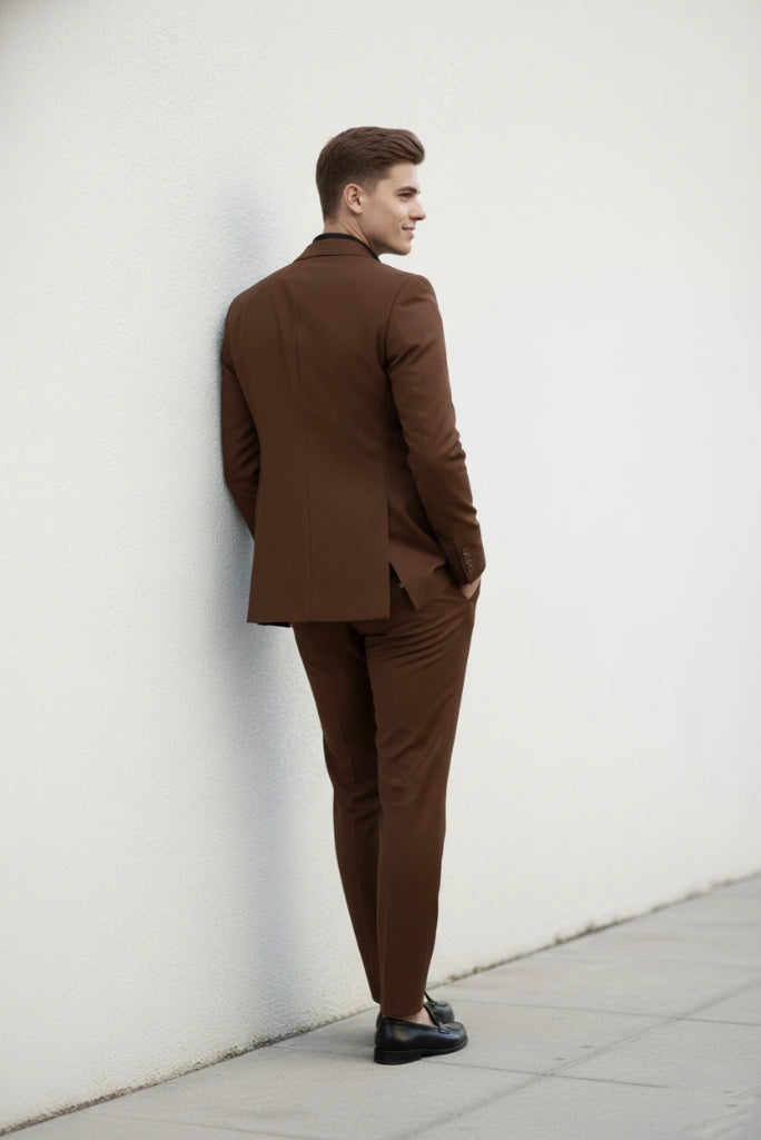 Men Rust Two Piece Formal Suit for Work Office And Events Wear