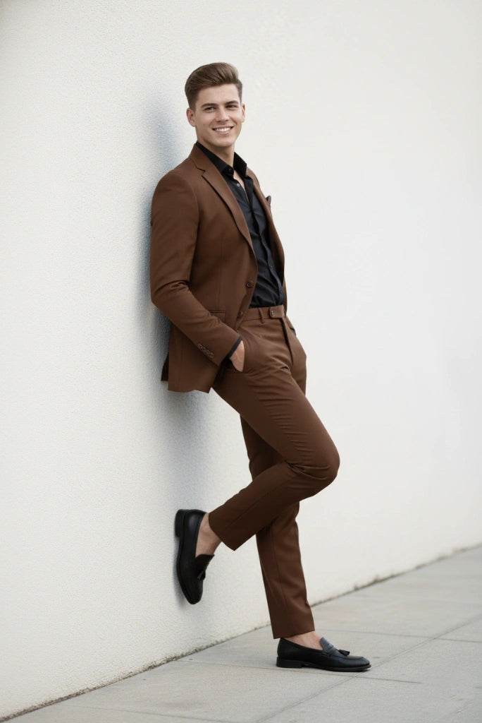 Men Rust Two Piece Formal Suit for Work Office And Events Wear