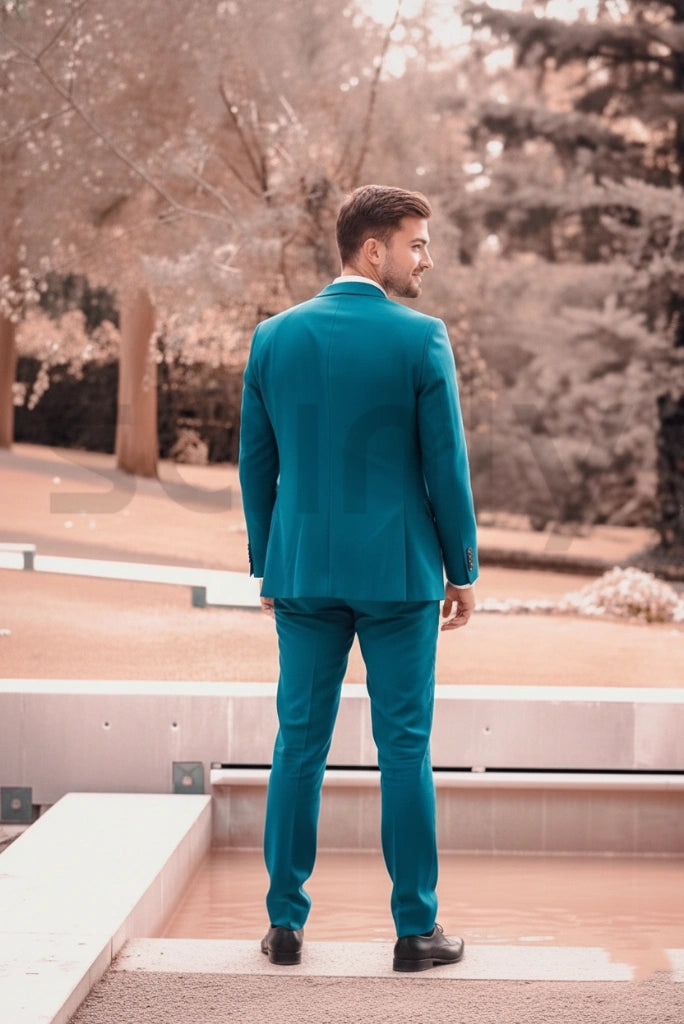 Sainly_Mens_Teal_Blue_Two_Piece_Suit_Back