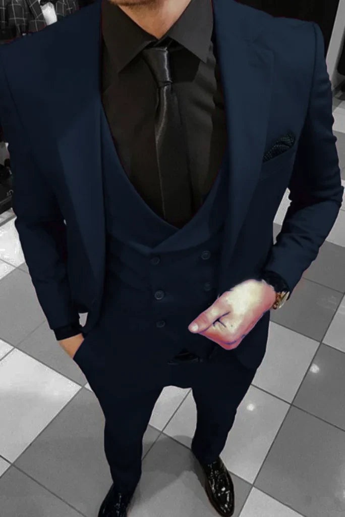 Sainly men navy blue suit-front