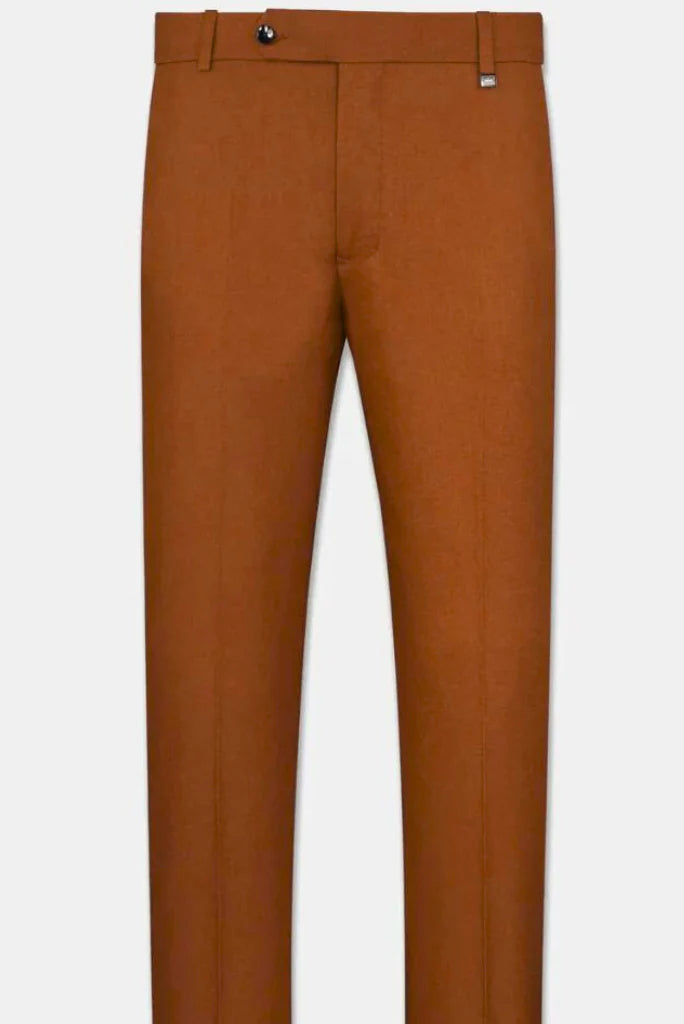 Men rust formal pant -  full front