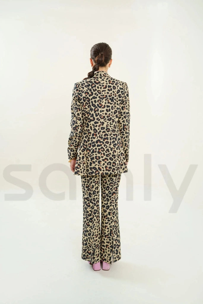 Women chic leopard print co ord matching set