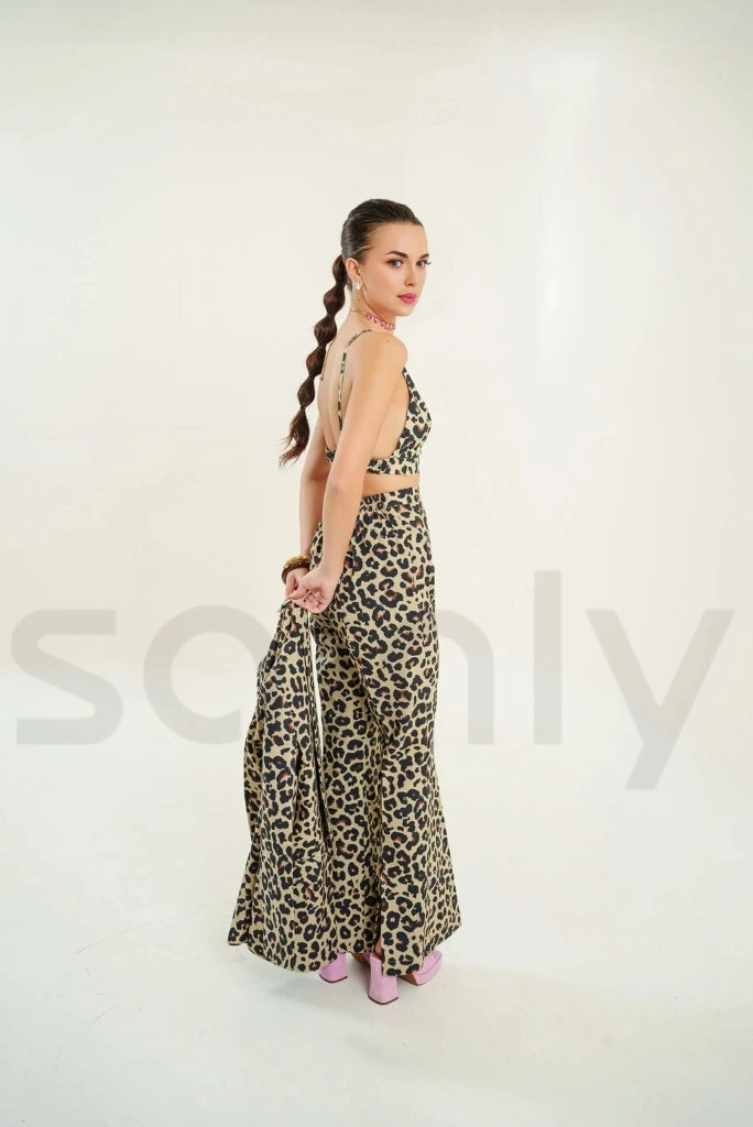 Women animal print co ord set with top and trousers-side