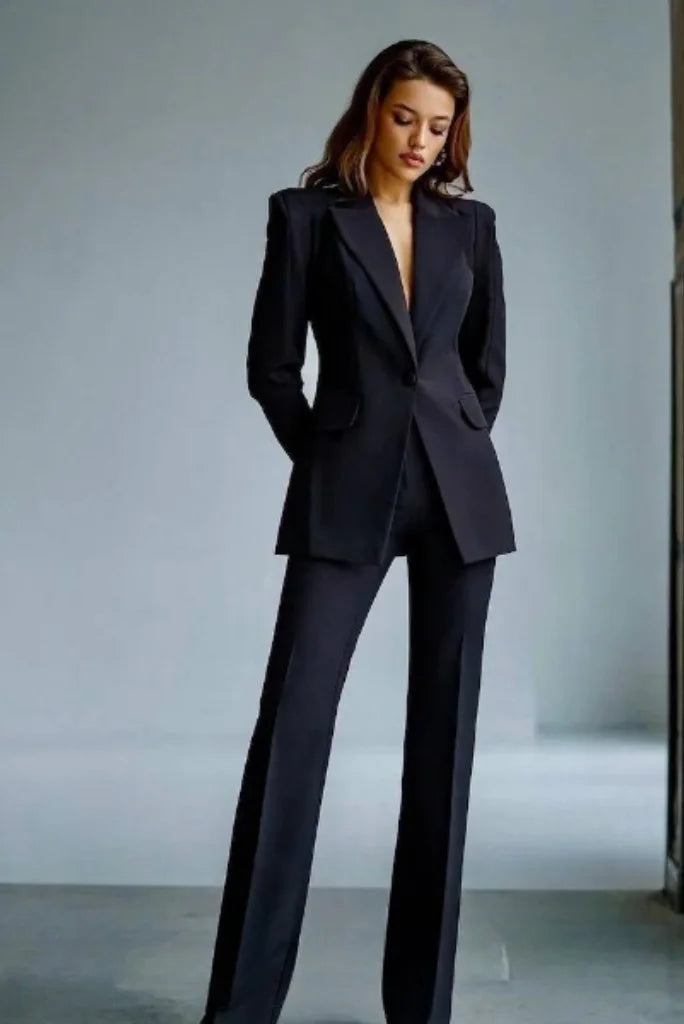 Women black suit-front